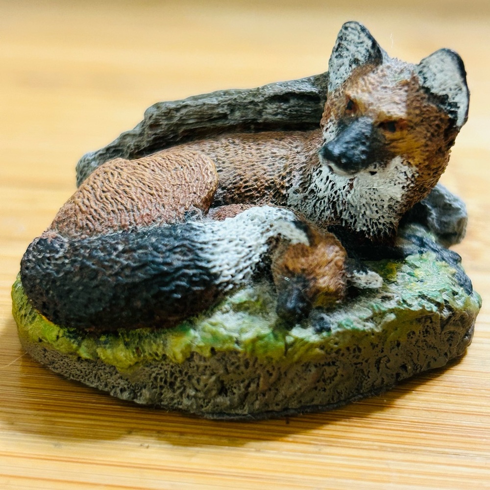 Charles Earnhardt Wildlife Collection Cold Cast Bronze Fox and Baby - signed